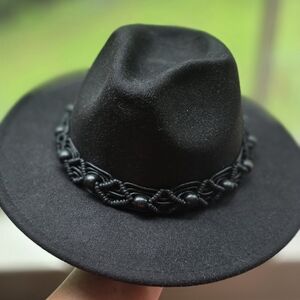 Black Fedora Hat with Braided Band